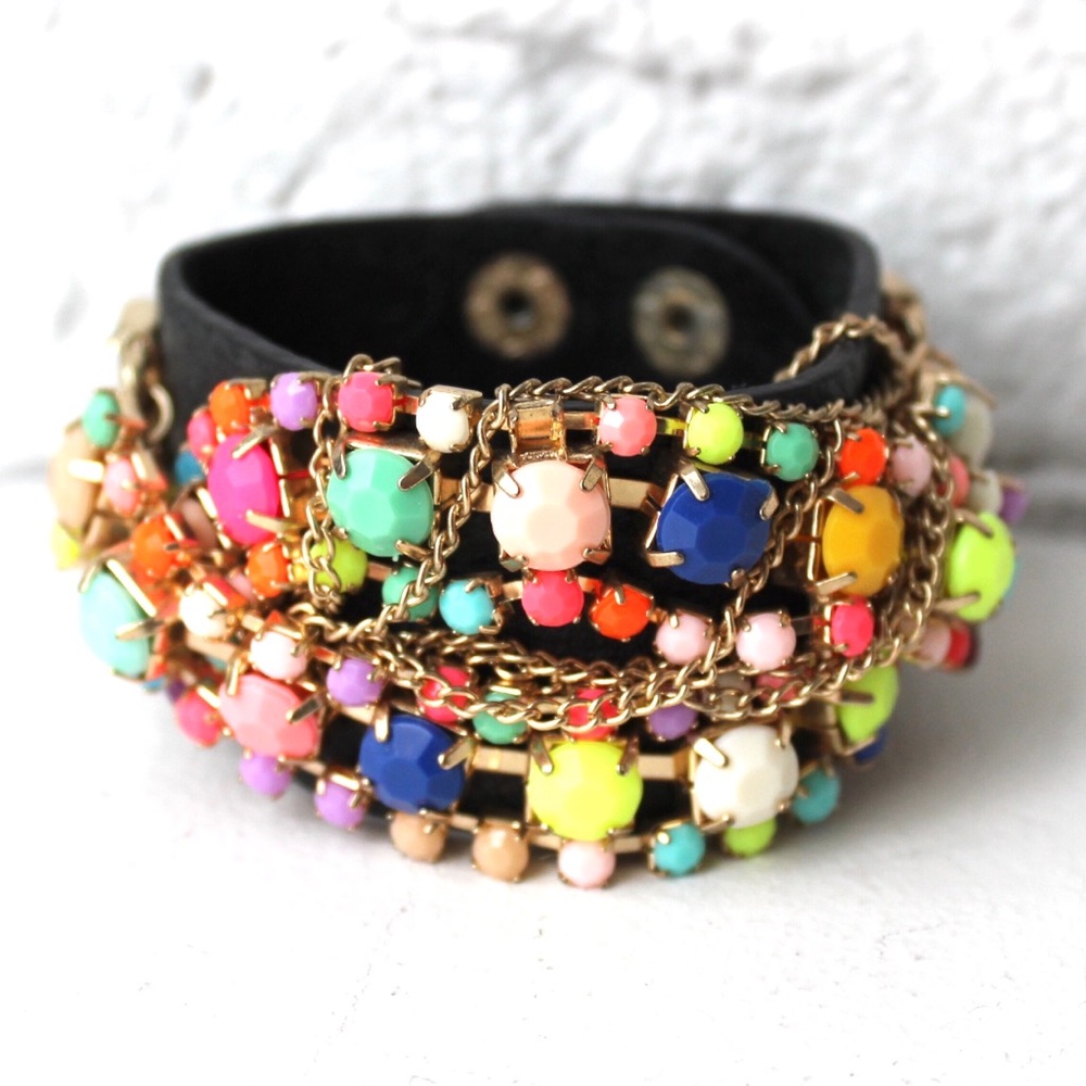 Neon Stone Cuff Bracelet